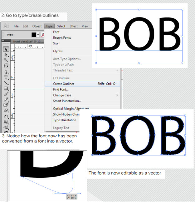 save fonts as vectors in illustrator