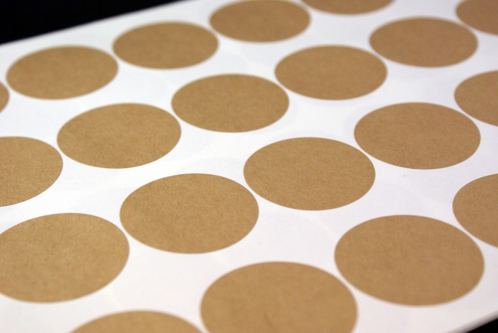 Round and brown. Stickers for Packaging. Round Sticker. Circle Sticker.